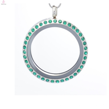 30mm rond vert foncé cristal magnétique en acier inoxydable verre flottant photo mémoire charmes pendentifs pendentifs en gros pour hommes